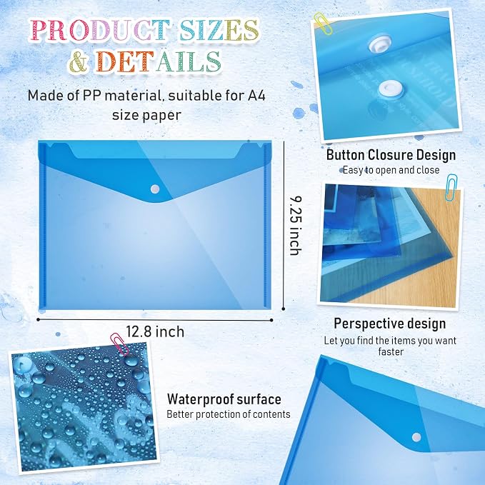 Zhehao 100 Pcs Clear Plastic Envelopes File Folders - Image 3
