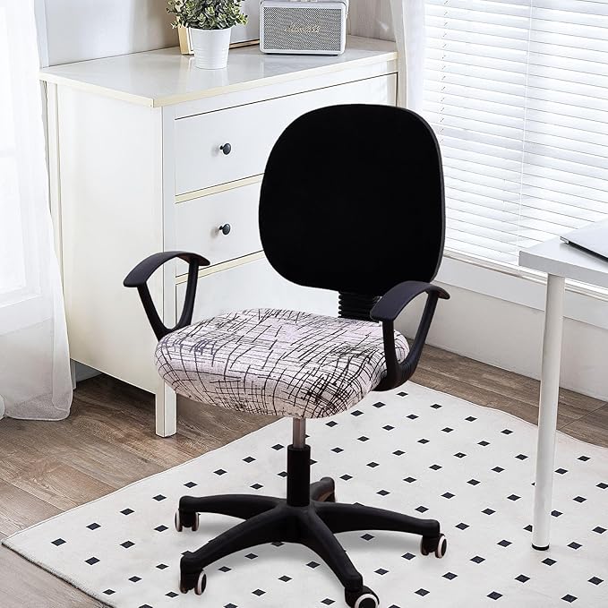 Smiry Printed Office Computer Chair Seat Covers, Stretch Fit Universal Desk Rotating Chair Cover Washable Removable Seat Cushion Protectors - Brown and White-DeskLoop Office