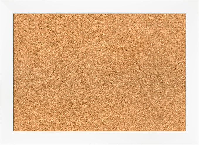 Amanti Art Natural Cork Board for Wall, 21x29 Vision Board with White Frame, Medium Corkboard Office Decor for Home Organization, Modern Corkboard Pinboard to Display Items for Home Organization in-DeskLoop Office