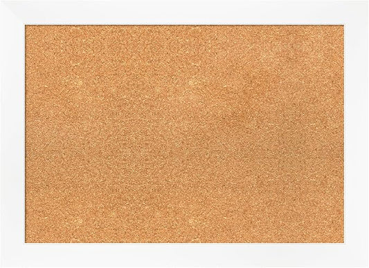 Amanti Art Natural Cork Board for Wall, 21x29 Vision Board with White Frame, Medium Corkboard Office Decor for Home Organization, Modern Corkboard Pinboard to Display Items for Home Organization in-DeskLoop Office