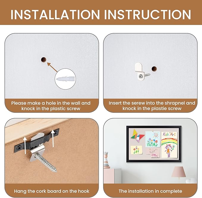 Bulletin Board Cork Board with Linen, 100% Wood Framed 30" x 20" Bulletin Board Decorations, Pin Boards for Walls, Wall Mounted Fabric Picture Board with 10 Pushpins for School, Home & Office, Black-DeskLoop Office