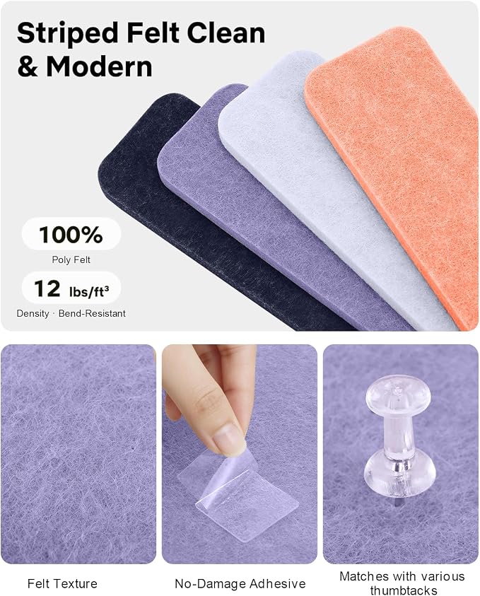 Small Cork Bulletin Board Tiles, Felt Wall Decor and Office Desk Accessories - Image 3