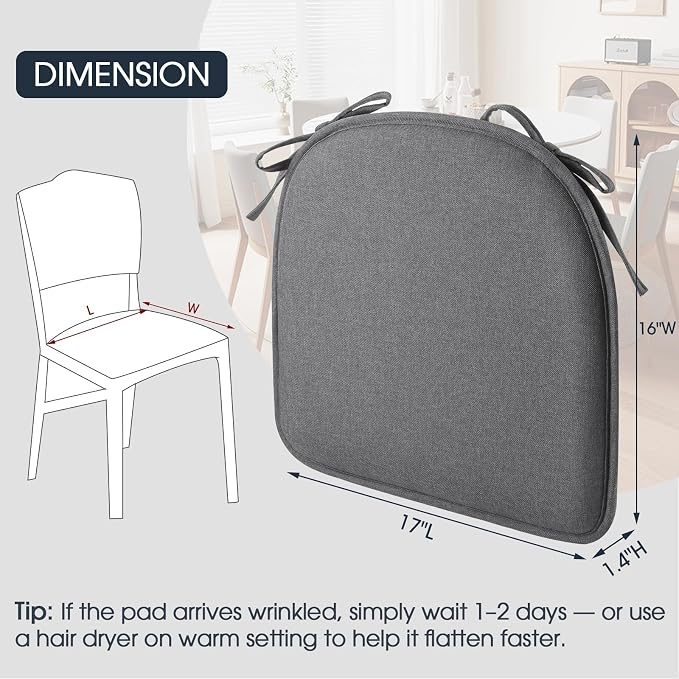 TushGuard Chair Cushions, 4 Pack Memory Foam Chair Pads, Thin Seat Cushion - Image 5