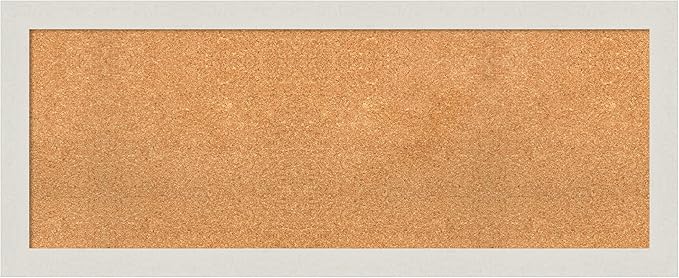 Amanti Art Natural Cork Board for Wall, 19x47 Vision Board with White Frame, Oversize Corkboard Office Decor for Home Organization, Country Rustic Corkboard Pinboard to Display Items for Home-DeskLoop Office