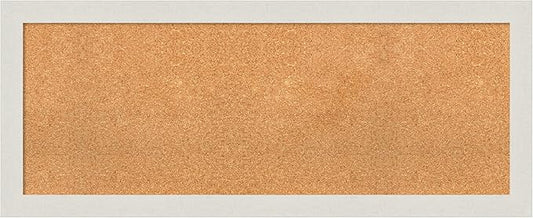 Amanti Art Natural Cork Board for Wall, 19x47 Vision Board with White Frame, Oversize Corkboard Office Decor for Home Organization, Country Rustic Corkboard Pinboard to Display Items for Home-DeskLoop Office