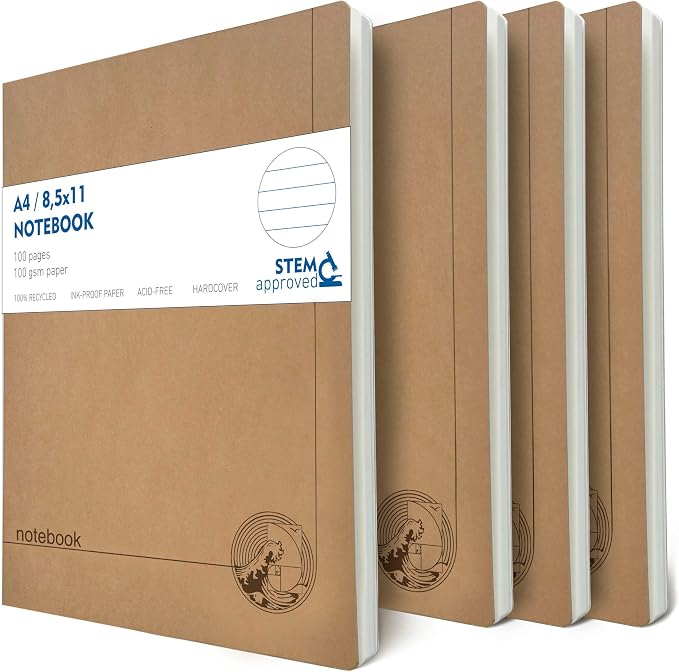 le vent A4 Lined Notebook Set – 4 Pack Rulled Paper Journals, 100 Pages by levent