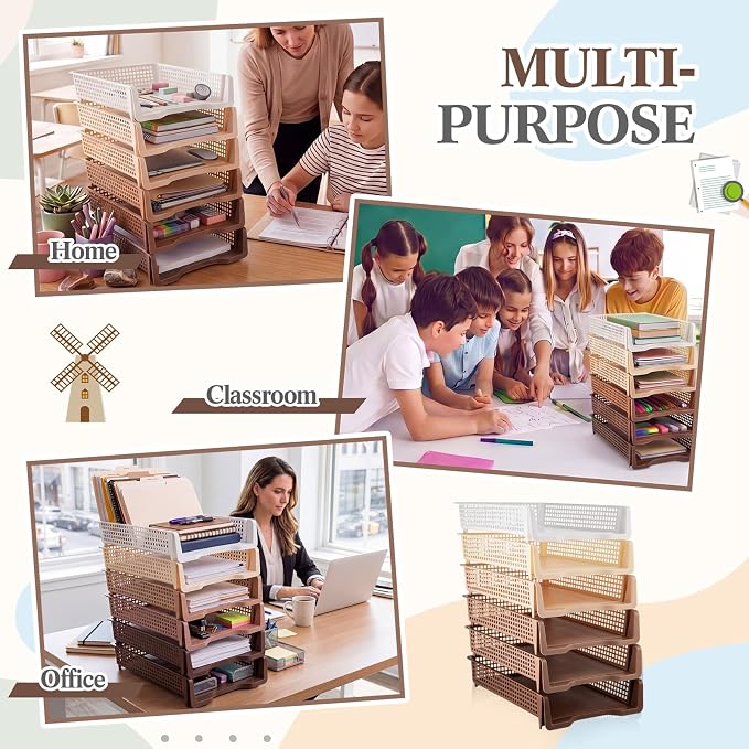 Geetery Set of 6 Turn in Trays Classroom Plastic Trays - Image 5