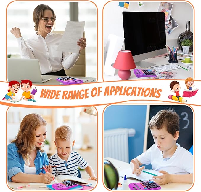 24 Pieces Basic Calculators for Students Small Pocket Size 8 Digit Display Mini Calculators Dual Powered Handheld for School Desktop Home(Purple)-DeskLoop Office