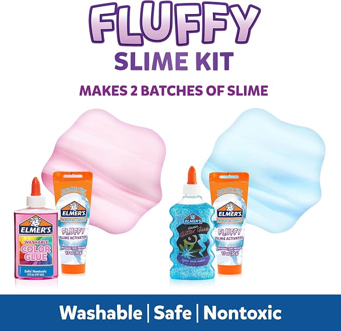 Elmer’s Fluffy Slime Kit, Includes Translucent Color Glue, Glitter Glue - Image 3