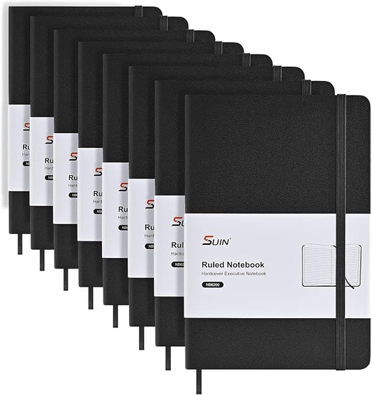 SUIN Lined Journal Notebooks for Work, School & Journaling – Black Hardcover by SuinOffice