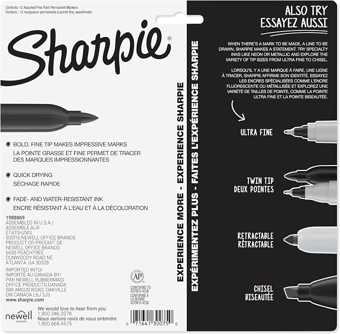 Sharpie Permanent Markers, Fine Tip, Fade Resistant, Arts & Crafts, Office - Image 8