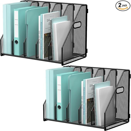 Gawerk 2 Pack Desktop File Magazine Folder Holder 5 Vertical Compartments by Gawerk