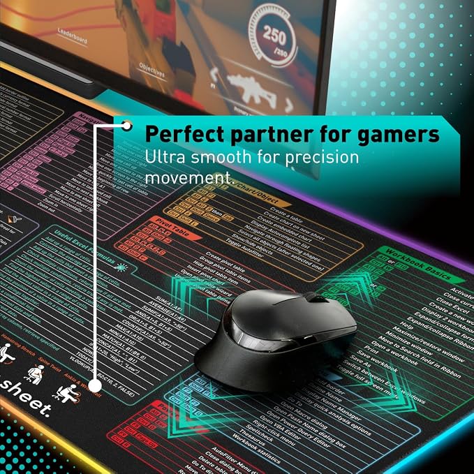 Excel Cheat Sheet LED Desk Pad | Excel Shortcut Keys Mouse Pad - Image 5