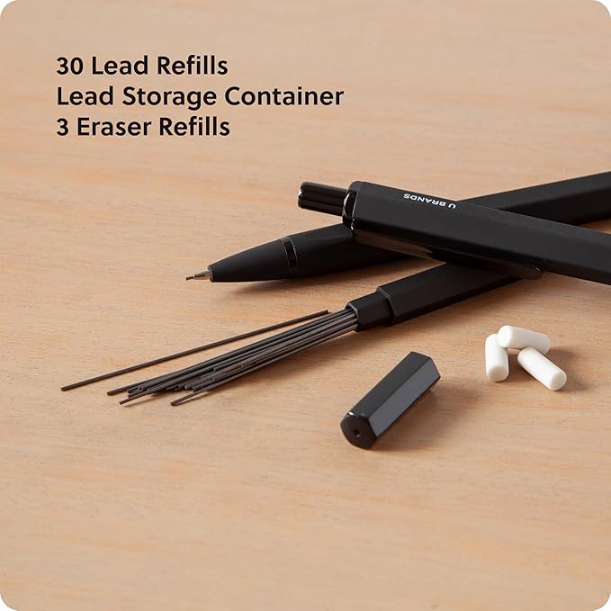 U Brands Cambria Mechanical Pencils, Midnight Black, Soft Touch, Medium Point - Image 4