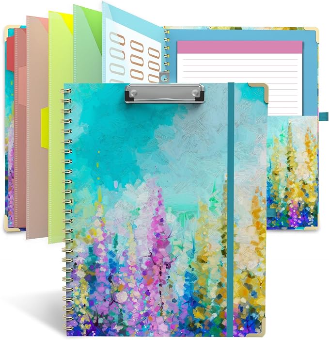Clipboard Folio with Notepad for Letter Size, 5 Extra Folders with Storage 10 by Geniershy