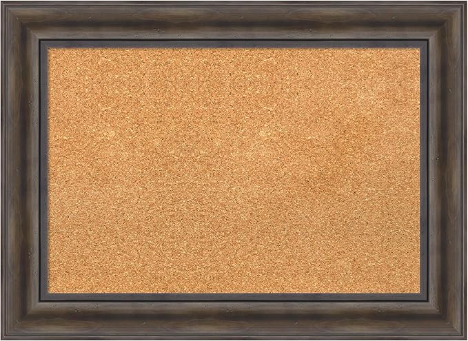 Amanti Art Natural Cork Board for Wall, 21x29 Vision Board with Brown Wood Frame, Medium Corkboard Office Decor for Home Organization, Country Rustic Corkboard Pinboard to Display Items for Home-DeskLoop Office