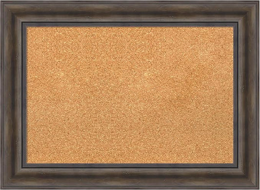 Amanti Art Natural Cork Board for Wall, 21x29 Vision Board with Brown Wood Frame, Medium Corkboard Office Decor for Home Organization, Country Rustic Corkboard Pinboard to Display Items for Home-DeskLoop Office