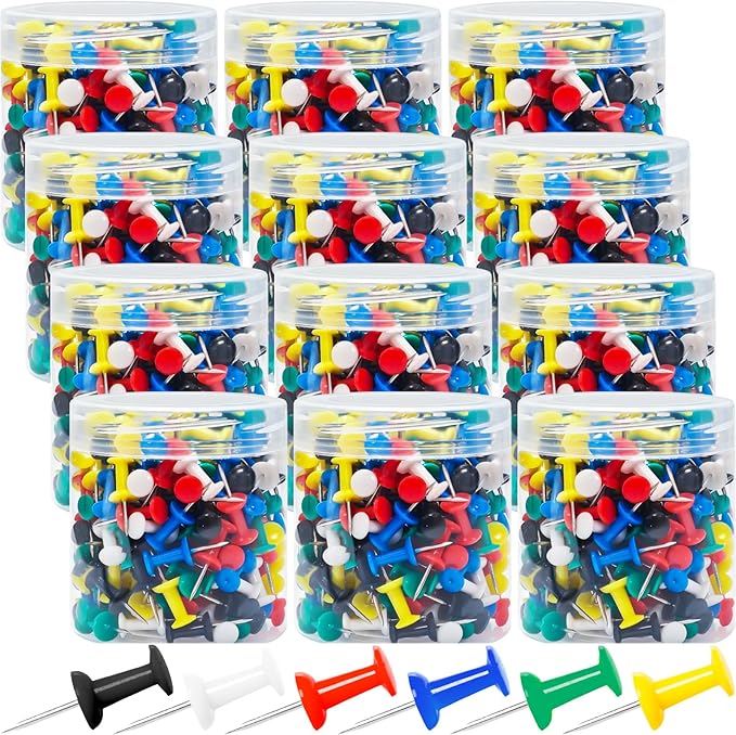 2400 Pcs Multicolor Push Pins Standard Thumb Tacks with Steel Point and Plastic Head PushPins thumbtacks for Wall, Cork Board, and Bulletin Board-DeskLoop Office