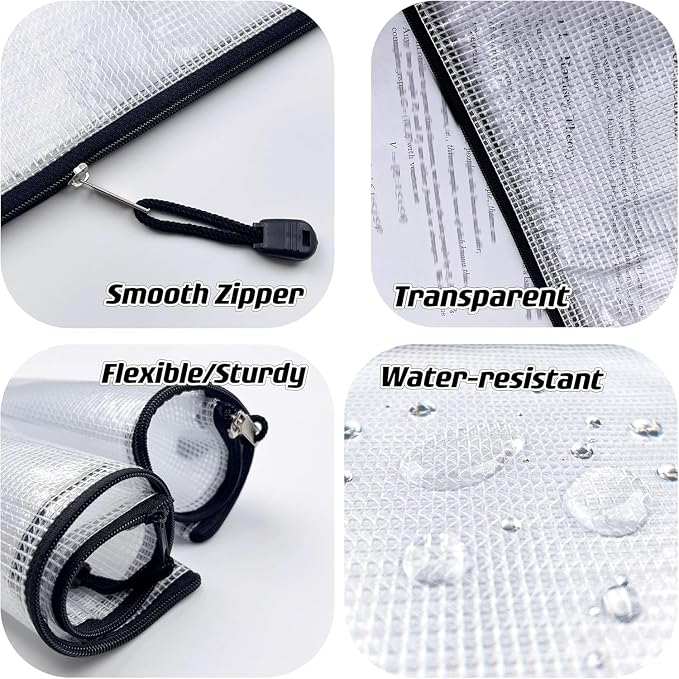 Oaimyy-Plastic Mesh Zipper Pouch Document Folders Bag Zipper Zip File Folders - Image 4