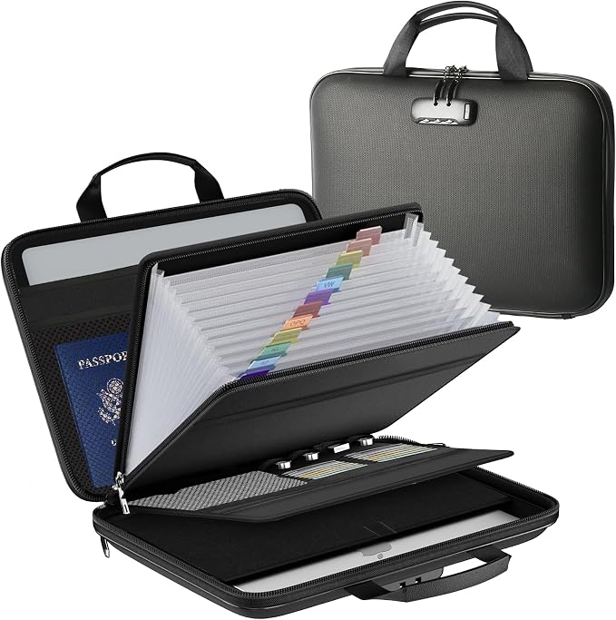 Fireproof Document File Organizer Bag, Hard Case Fireproof Waterproof Important by Zanoal
