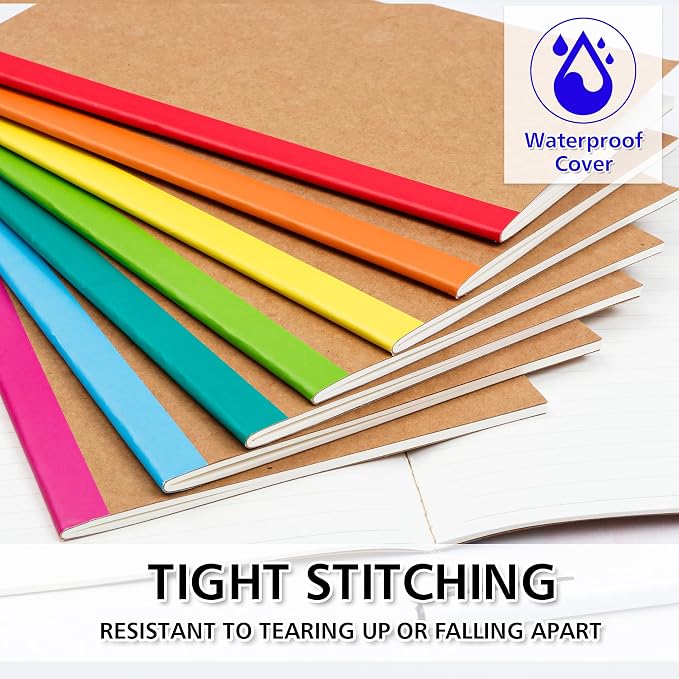 feela 16 Pack Composition Notebooks Bulk, Kraft Cover Lined Blank College Ruled - Image 4