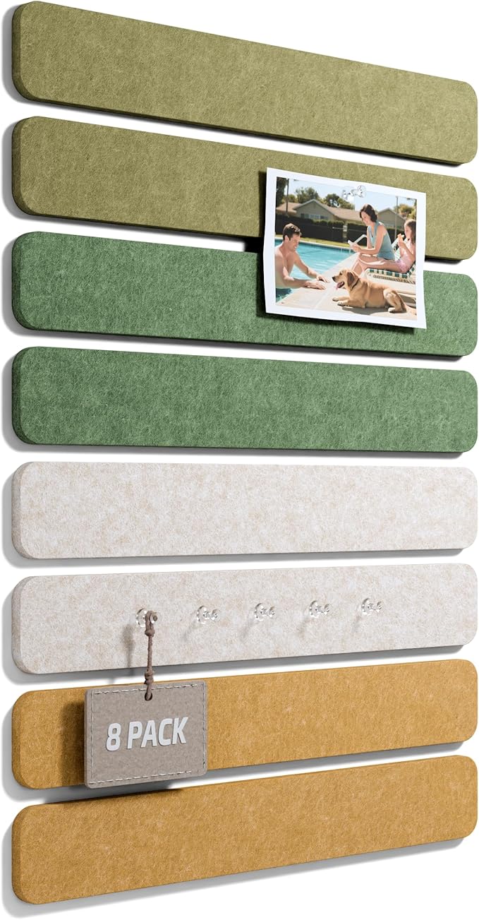 Fluxynara Cork Board Alternative Felt Strip Board 8-Pack 13"x2", Office Pin by FLUXYNARA
