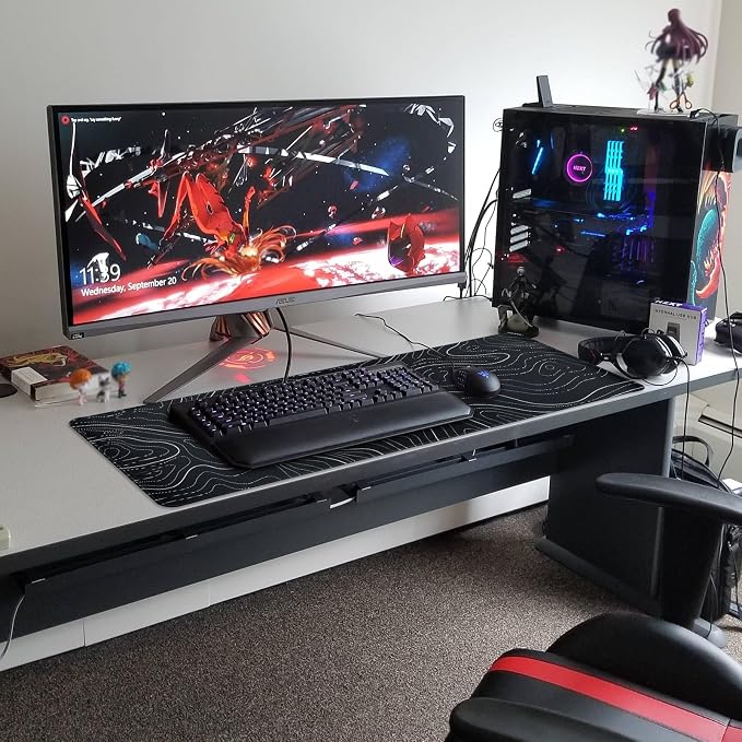 Gaming Mouse Pad Large 31.5 x 11.8in Topographic Keyboard Mousepad - Image 3