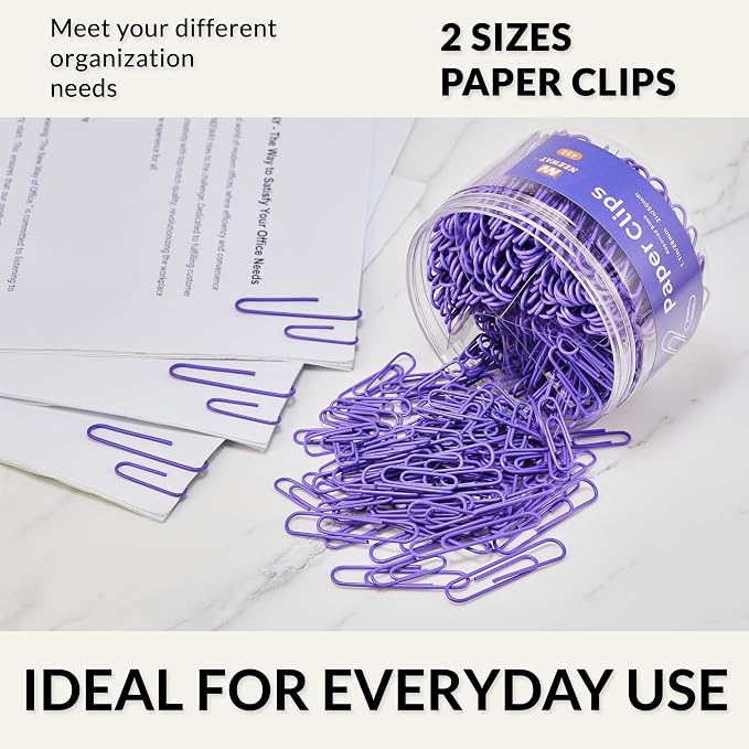 NEEWAY 450pcs Paper Clips Assorted Sizes, Small and Large Paper Clips, Coated - Image 6