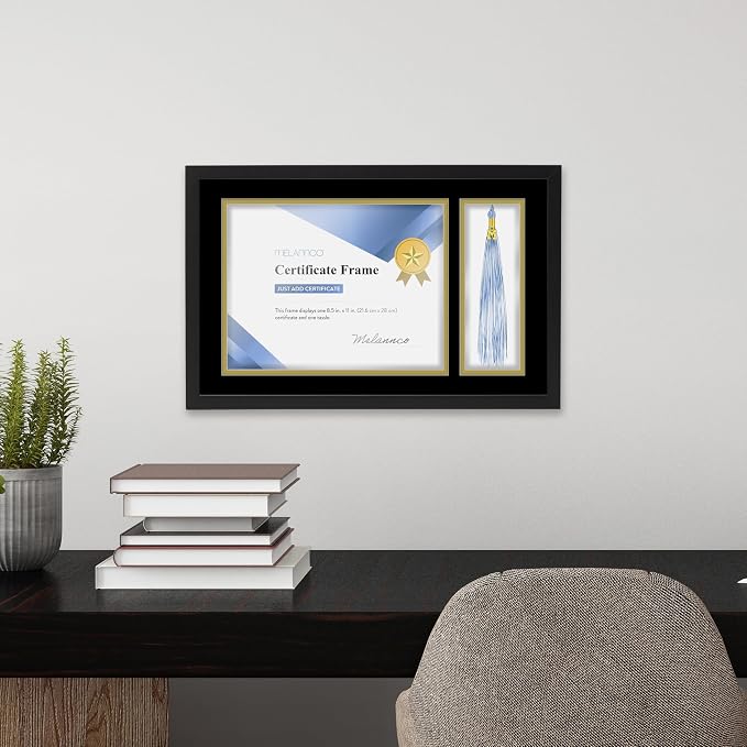 MELANNCO Diploma Frame with Tassel Holder, Horizontal or Vertical Wall Mount - Image 4