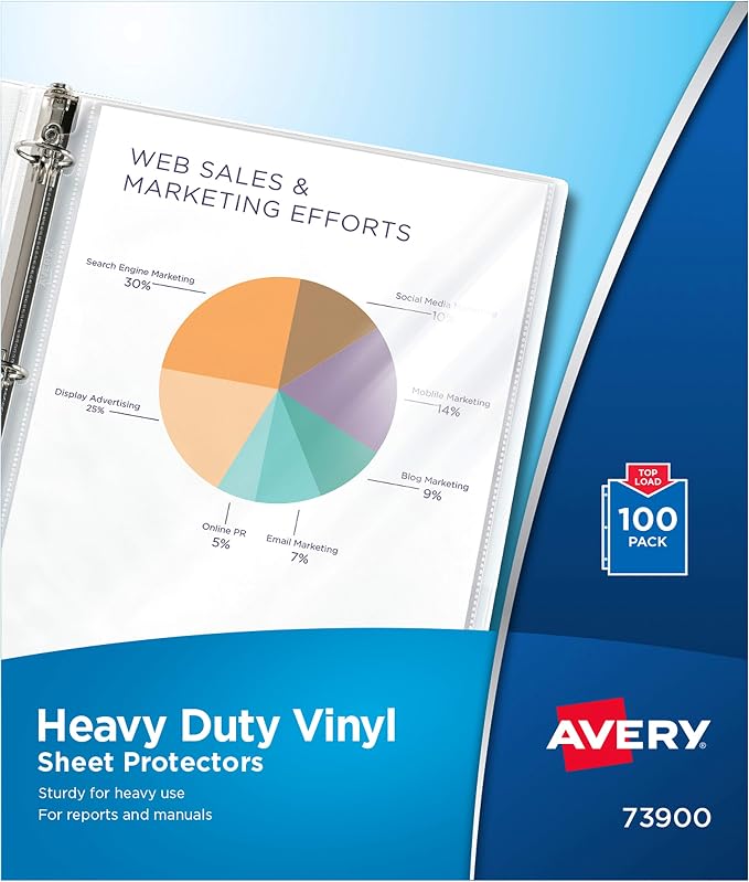 Avery Clear Heavy Duty Vinyl Sheet Protectors, Top Load, 100 Document Protectors by Avery