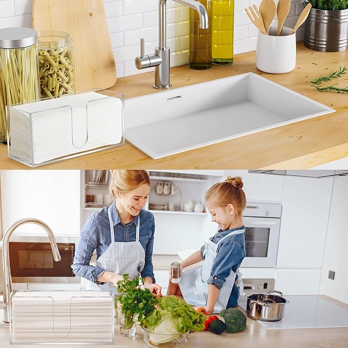 2Pack Acrylic Countertop Paper Towel Dispenser, Folded Paper Towel Dispenser Clear Trifold Napkin Holder, Suitable for Z-fold, C-fold or MultiFold Trifold Paper Towels for Bathroom Toilet and Kitchen-DeskLoop Office