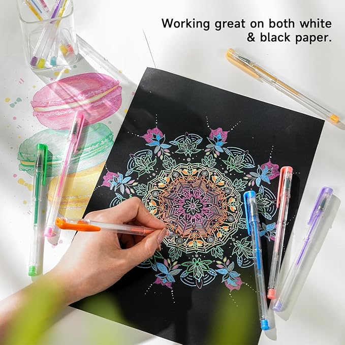 Shuttle Art Pastel Gel Pens, 24 Pastel Milky Colors Gel Pen for Black Paper, Adults Coloring Books Drawing Doodling Crafts Scrapbooking Journaling-DeskLoop Office