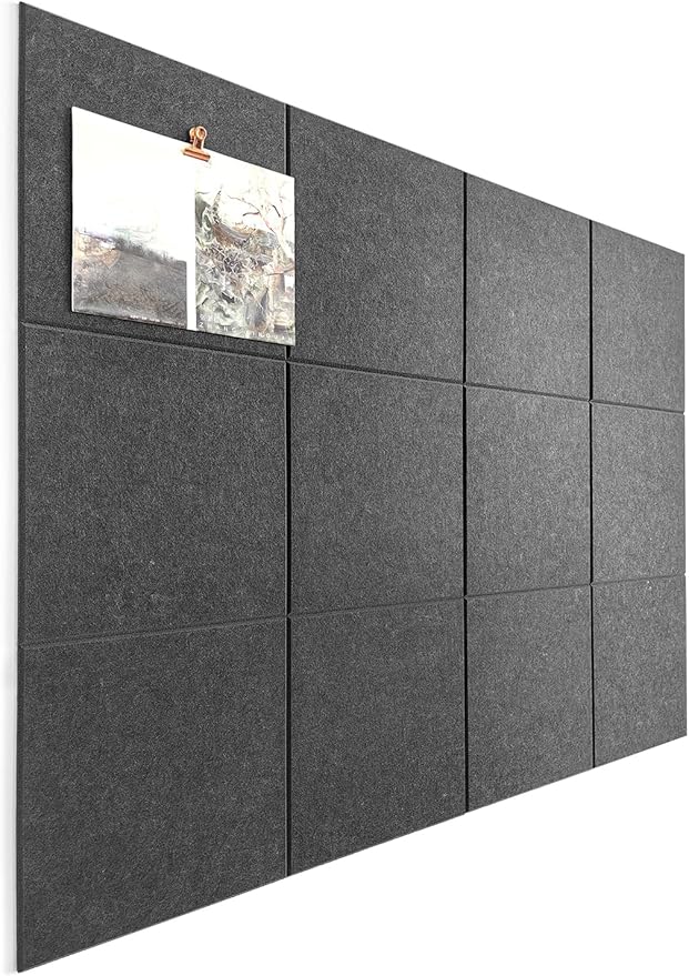 Large Cork Board Alternative - 12-Pack Felt Wall Tiles with Safe Removable Adhesive Tabs, Cork Wall Tiles Bulletin Board Home Office Essentials -DeskLoop Office