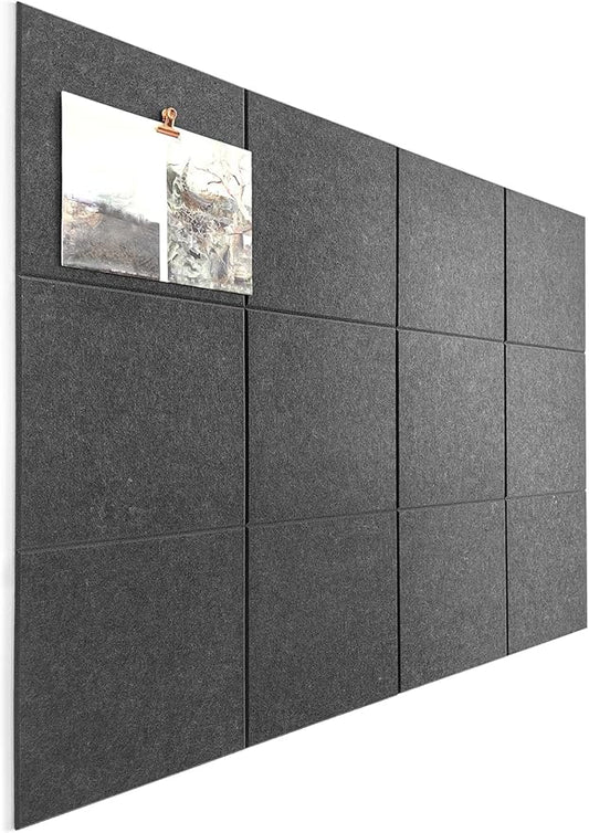 Large Cork Board Alternative - 12-Pack Felt Wall Tiles with Safe Removable Adhesive Tabs, Cork Wall Tiles Bulletin Board Home Office Essentials -DeskLoop Office