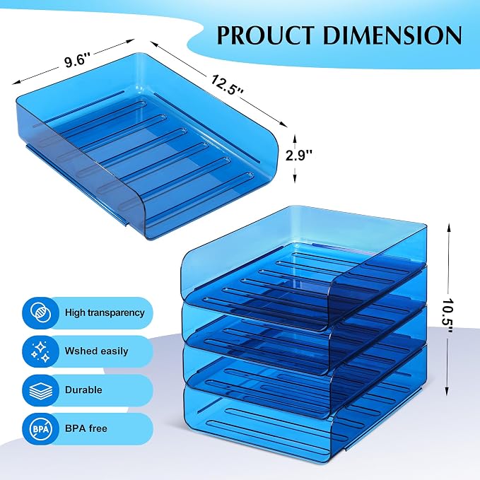 CiWiVOKi 2 Pack Stackable Paper Tray File Organizer - Image 8