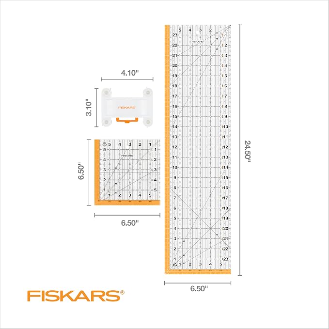 Fiskars 3-Piece Ruler & Connector Set, 6.5"x6.5" and 6.5"x24.5" Rulers - Image 7