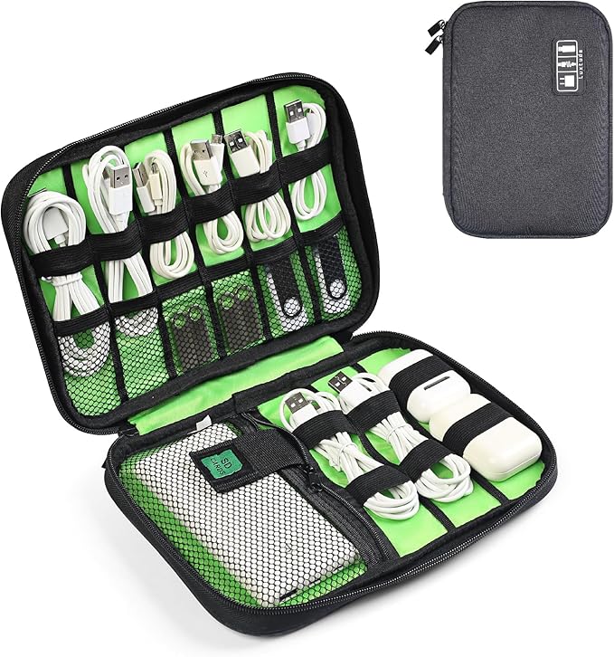 Luxtude Travel Cable Organizer Bag, Flat Cord Organizer Case, Travel Essentials by Luxtude