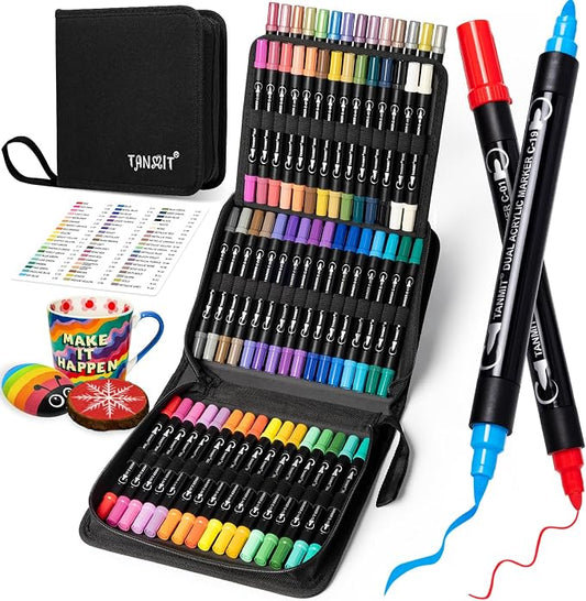 TANMIT 60 Colors Dual Tip Acrylic Paint Markers, Paint Pens Set by Createsomethingwonderfultoday