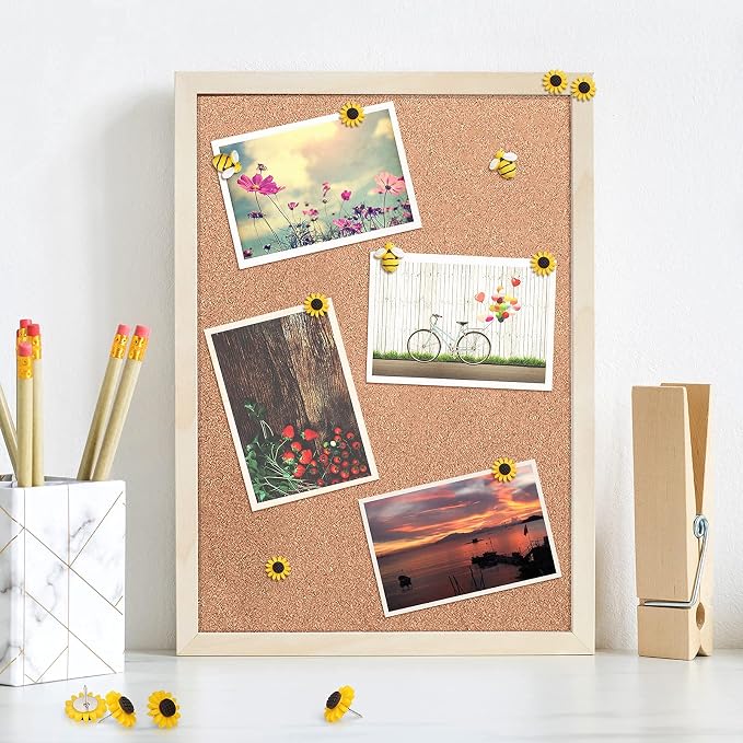 Sunflower Bee Push Pins, Thumb Tacks Decorative Push Pins Cork Board Pins - Image 4
