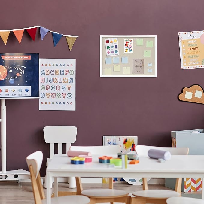 DAHAPYBOO Cork Board with Linen White, Bulletin Board 23"x17" | Hanging - Image 6