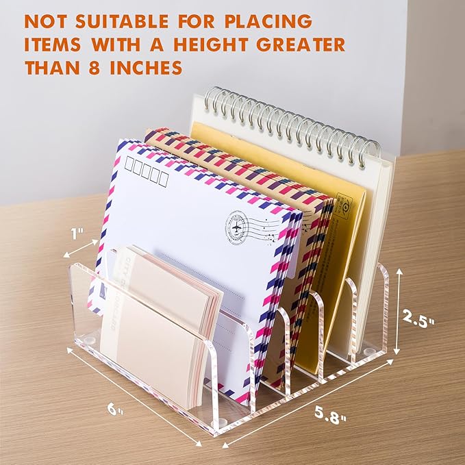 BEYGORM Acrylic Mail Holder, Vertical Letter Sorter - Image 6
