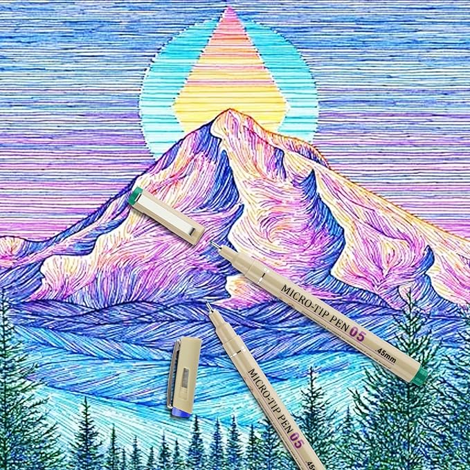 [24 Colors] 05 Micro, Fineliner Pen Set Ink, Fine Point Pen,Multi-liner, Sketching, Anime,Artist Illustrating/Technical Drawing, Office Documents…-DeskLoop Office