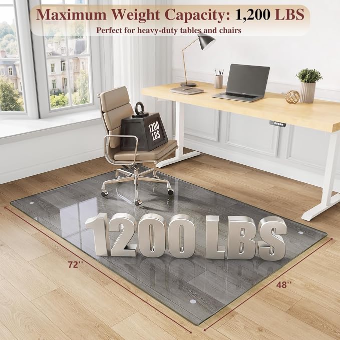 Tempered Glass Chair Mat, Round Corner and Polished Edge - Image 2