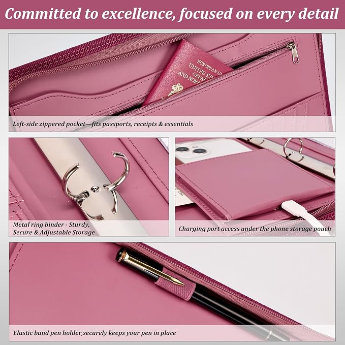 Leathario Portfolio Binder, Includes 5 Folder Index Dividers and 3 Notepads - Image 5