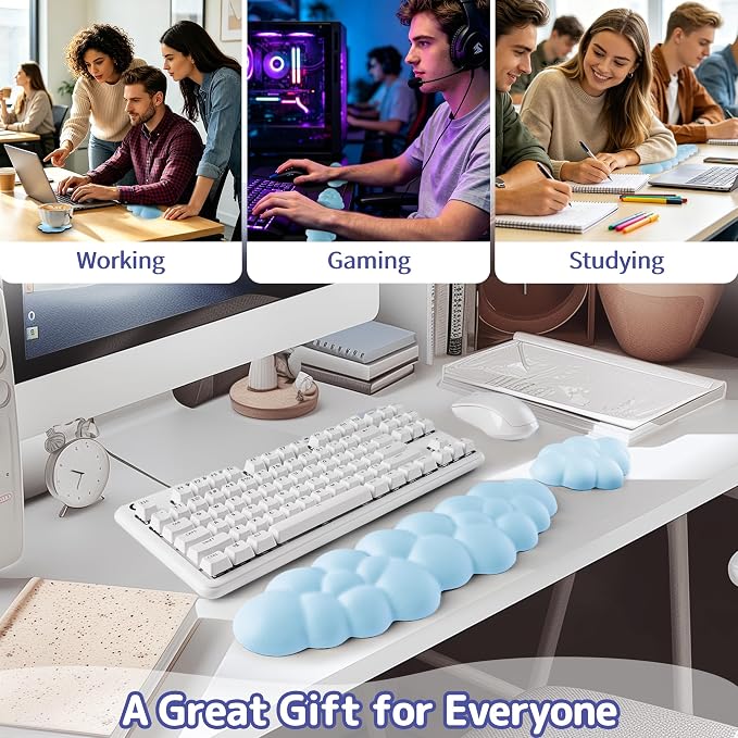 Sushret Cloud Wrist Rest Keyboard, Cloud Keyboard Wrist Pad Set - Image 6