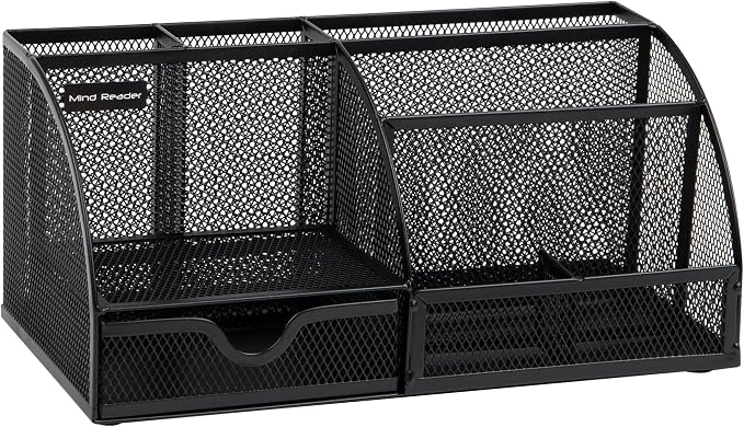 Mind Reader 7-Compartment Desktop Organizer, Metal Mesh Desk Organizer - Image 7