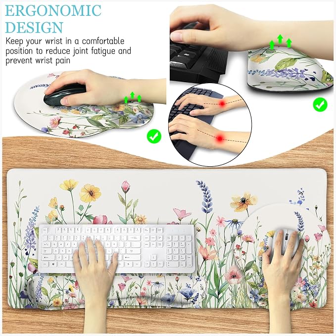 LIMKRIAN Flower Mouse Pad Set Large Desk Matt - Image 4
