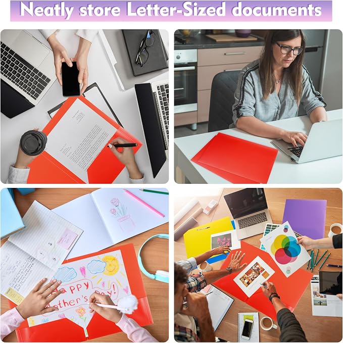 pmybupo 25 Pack Red 2 Pocket Folders Heavy-Duty Plastic Folders - Image 6