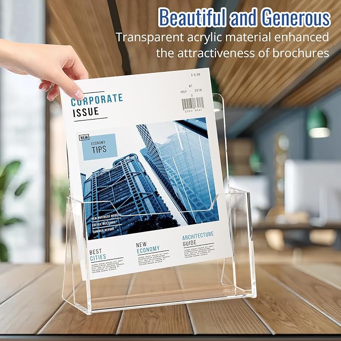 Acrylic Brochure Holder 8.5 x 11 inch 2 Pack, Literature, Desk Holder, - Image 8