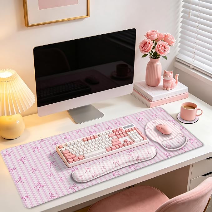 LIMKRIAN Pink Striped Mouse Pad - Image 3
